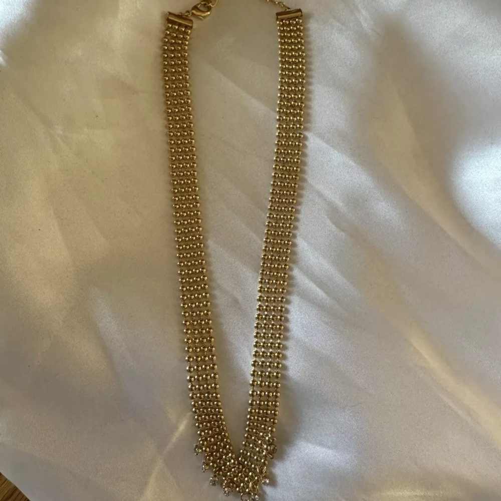 Avon 2001 Goldtone Mesh Necklace With Rhinestone Accents